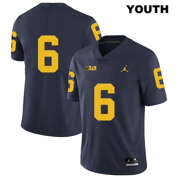 Youth NCAA Michigan Wolverines Cornelius Johnson #6 No Name Navy Jordan Brand Authentic Stitched Legend Football College Jersey HF25L02PP